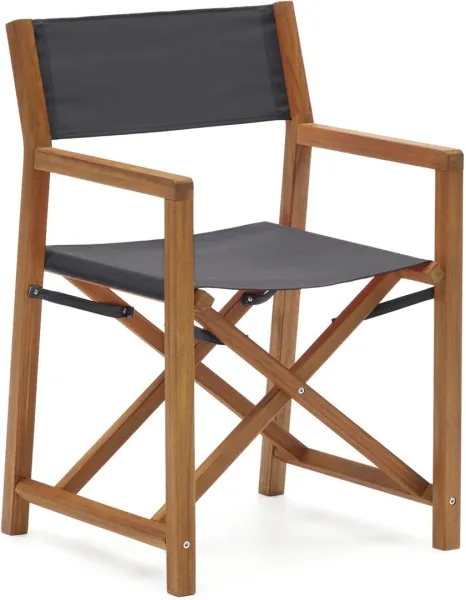 Thianna, Klappbarer Outdoor-Stuhl, Schwarz/Natur, Massivholz