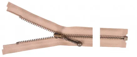 YKK Teilbarer Reißverschluss Antik Messing 65cm 4mm Beige