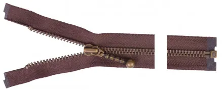YKK Teilbarer Reißverschluss Antik Messing 35cm 4mm Braun