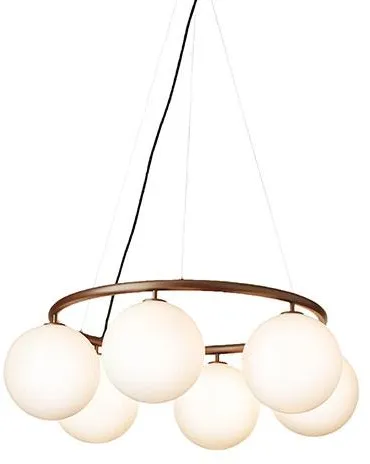 Nuura Miira 6 Circular Kronleuchter Dunkelbronze/Opalweiß