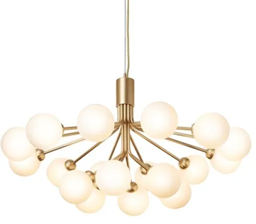 Nuura Apiales 18 Kronleuchter Messing und Opalglas