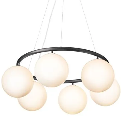 Nuura Miira 6 Circular Kronleuchter Felsgrau/Opalweiß