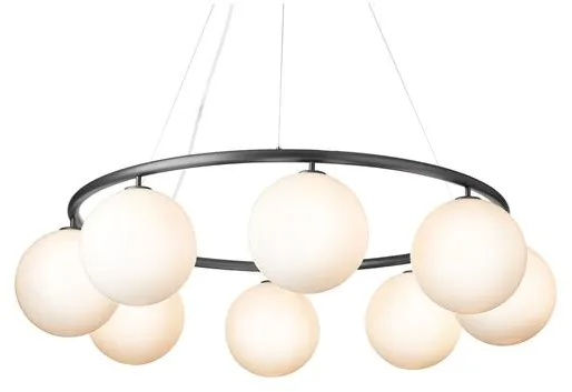 Nuura Miira 8 Circular Kronleuchter Felsgrau/Opalweiß