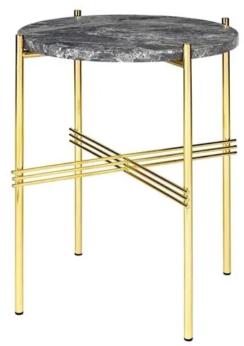 GUBI TS Beistelltisch Rund Ø40 Messing/Grauer Emperador Marmor