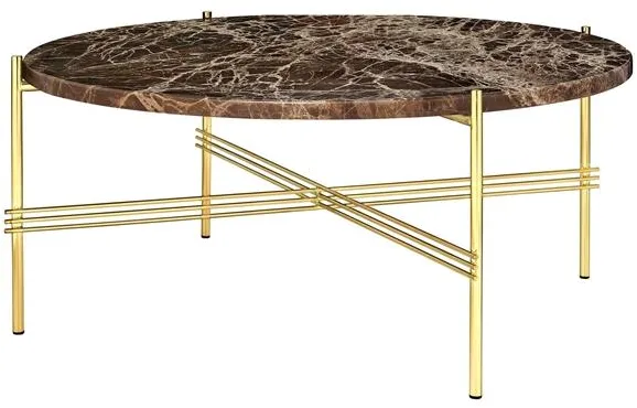 GUBI TS Couchtisch Rund Ø80 Messing/Brauner Emperador Marmor